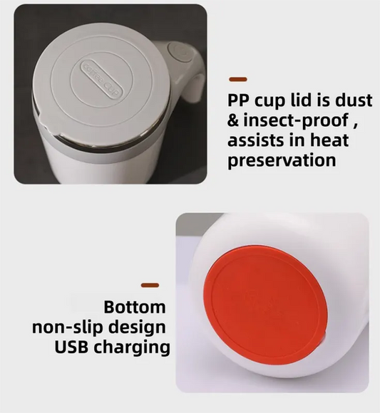 380ML Coffee-Brown Magnetic Self-Stirring Coffee Mug - USB Charging, Leak-Proof Stainless Steel Electric Mixer Cup for Coffee & Milk - Image 5