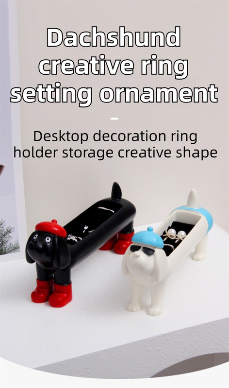 Brown Resin Dachshund Puppy Ring Earring Tray with Sponge Slots - Unique Dog Lover Gift - Image 2