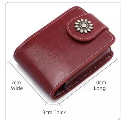 Wine-Red Sleek Compact PU Leather Flap-Top Lip Gloss Organizer with Built-in Mirror - Image 3