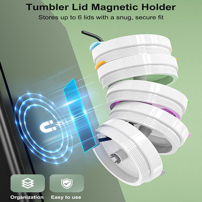 Drill-Free Magnetic Cup Organizer with Dedicated Lid Hook - Heavy Duty Carbon Steel Side Rack for Stanley Tumblers - Image 3