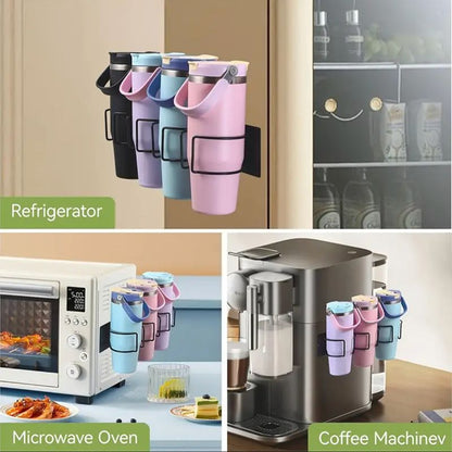 Drill-Free Magnetic Cup Organizer with Dedicated Lid Hook - Heavy Duty Carbon Steel Side Rack for Stanley Tumblers - Image 5