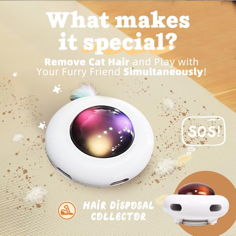 Smart Electric UFO Automatic Cat Toy - Self-Playing Teaser with 5 Rotating Feathers & Intelligent Indoor Obstacle Avoidance - Image 3