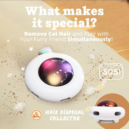 Smart Electric UFO Automatic Cat Toy - Self-Playing Teaser with 5 Rotating Feathers & Intelligent Indoor Obstacle Avoidance - Image 3