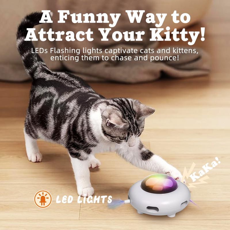 Smart Electric UFO Automatic Cat Toy - Self-Playing Teaser with 5 Rotating Feathers & Intelligent Indoor Obstacle Avoidance - Image 4