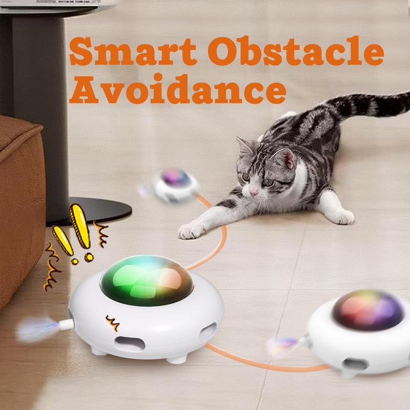 Smart Electric UFO Automatic Cat Toy - Self-Playing Teaser with 5 Rotating Feathers & Intelligent Indoor Obstacle Avoidance - Image 5