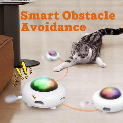 Smart Electric UFO Automatic Cat Toy - Self-Playing Teaser with 5 Rotating Feathers & Intelligent Indoor Obstacle Avoidance - Image 5