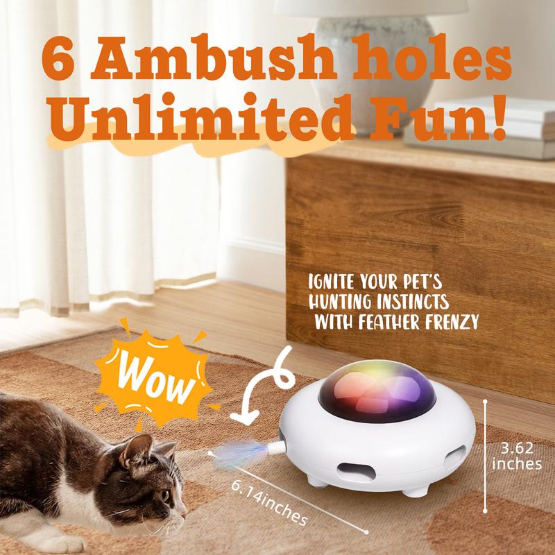 Smart Electric UFO Automatic Cat Toy - Self-Playing Teaser with 5 Rotating Feathers & Intelligent Indoor Obstacle Avoidance - Image 6