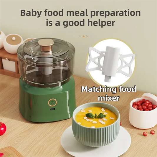Green Wireless Electric Kitchen Grinder -  Portable 150ml Baby Food Maker with 3 Stainless Steel Blades, USB Charging - Image 4