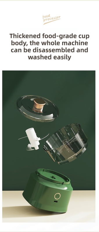 Green Wireless Electric Kitchen Grinder -  Portable 150ml Baby Food Maker with 3 Stainless Steel Blades, USB Charging - Image 5