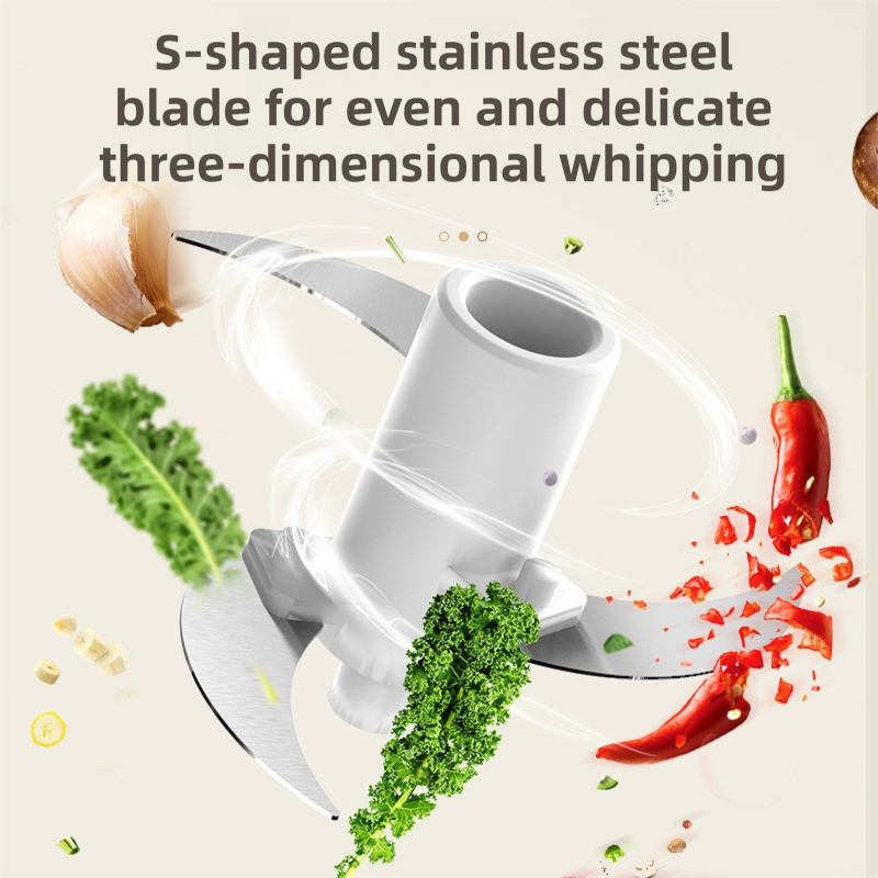 White Wireless Electric Kitchen Grinder -  Portable 150ml Baby Food Maker with 3 Stainless Steel Blades, USB Charging - Image 2