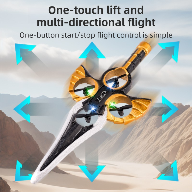 L36 Remote Control Flying Stunt Sword with 360° Flip & One-Key Takeoff - Fully Guarded Propellers and LED Night Lights for Safety & 4-Turbofan High Power Motor (2 Battery Included) - Image 4