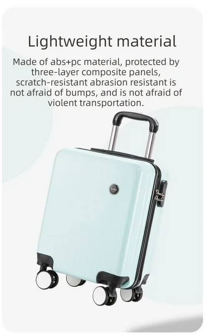 White 14 Inch Lightweight Carry-on Luggage for heights under 1.6m - Underseat & Overhead Cabin Hardside Suitcase - Image 2