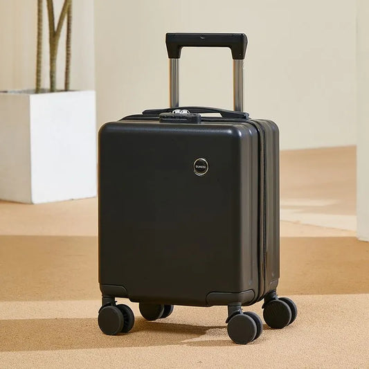 Black 14 Inch Lightweight Carry-on Luggage for heights over 1.6m - Underseat & Overhead Cabin Hardside Suitcase