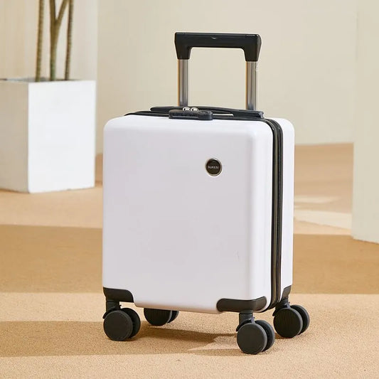 White 16 Inch Lightweight Carry-on Luggage for heights under 1.6m - Underseat & Overhead Cabin Hardside Suitcase