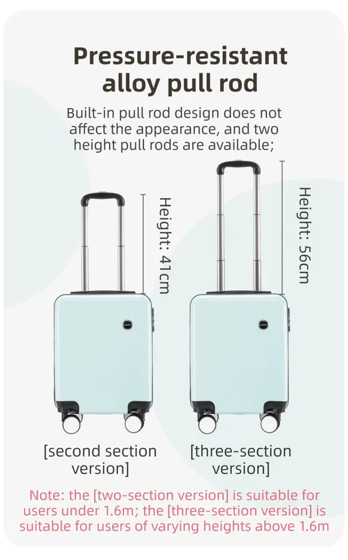 White 16 Inch Lightweight Carry-on Luggage for heights under 1.6m - Underseat & Overhead Cabin Hardside Suitcase - Image 3