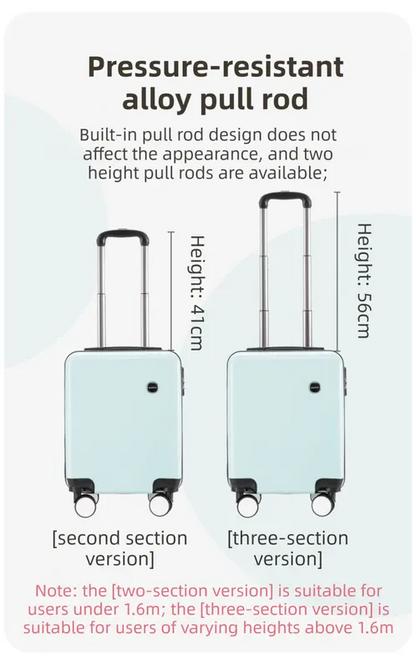 White 16 Inch Lightweight Carry-on Luggage for heights under 1.6m - Underseat & Overhead Cabin Hardside Suitcase - Image 3
