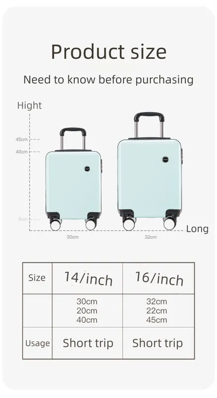 White 16 Inch Lightweight Carry-on Luggage for heights under 1.6m - Underseat & Overhead Cabin Hardside Suitcase - Image 4