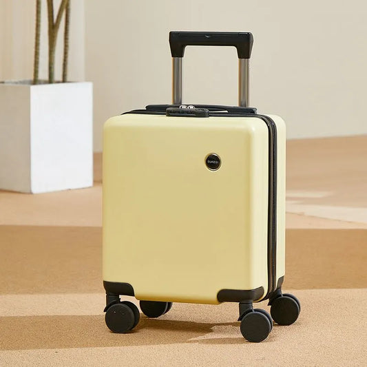 Yellow 16 Inch Lightweight Carry-on Luggage for heights under 1.6m - Underseat & Overhead Cabin Hardside Suitcase