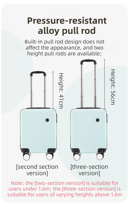 Yellow 16 Inch Lightweight Carry-on Luggage for heights under 1.6m - Underseat & Overhead Cabin Hardside Suitcase - Image 3