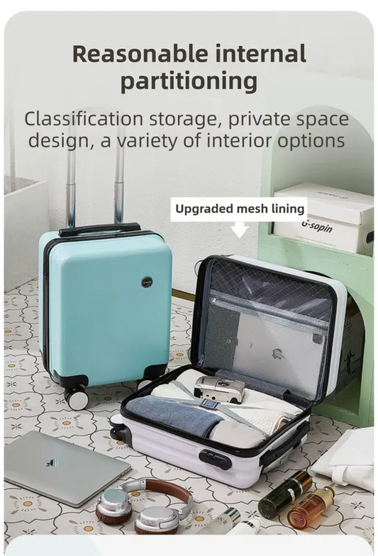 White 16 Inch Lightweight Carry-on Luggage for heights over 1.6m - Underseat & Overhead Cabin Hardside Suitcase - Image 5