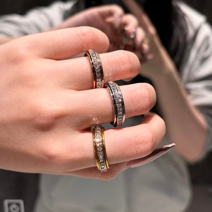 3-Piece Anxiety Spinner Meditation Bands Set - Full Zircon Inlaid Stainless Steel Rings for Stress Relief - US Size 8 - Image 5