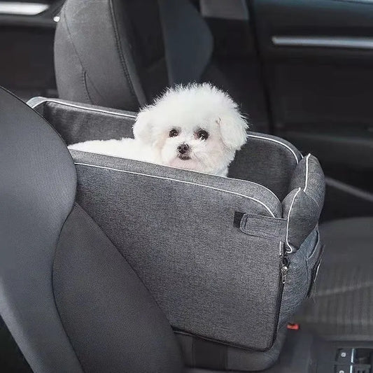 Thickened Pet Car Seat for Center Console(42x20x22CM) - Dog & Cat Booster Travel Safety Bed with Removable Cooling Mat & Handle