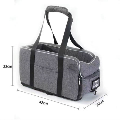 Thickened Pet Car Seat for Center Console(42x20x22CM) - Dog & Cat Booster Travel Safety Bed with Removable Cooling Mat & Handle - Image 4