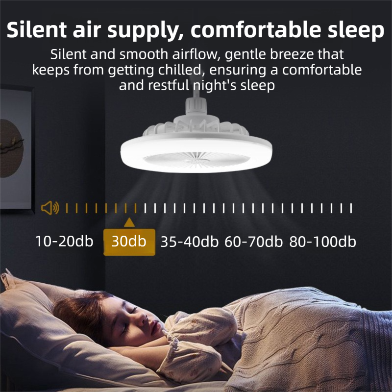 White Quiet Remote LED Ceiling Fan Light with Aromatherapy Slot and Removable E27 Base Socket -  Timer & Dimmable & 3-Speed & 3-Color Temperature Adjustable - Image 5