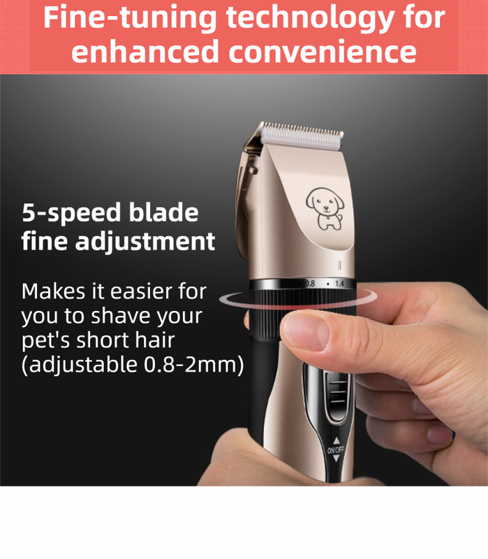 Gold K5 Lightweight Pet Precision Grooming Clipper - USB Rechargable, Low Noise Dog & Cat Hair Trimmer with 5-Level Adjustable Titanium Ceramic Blade & 4*Guide Combs - Image 3