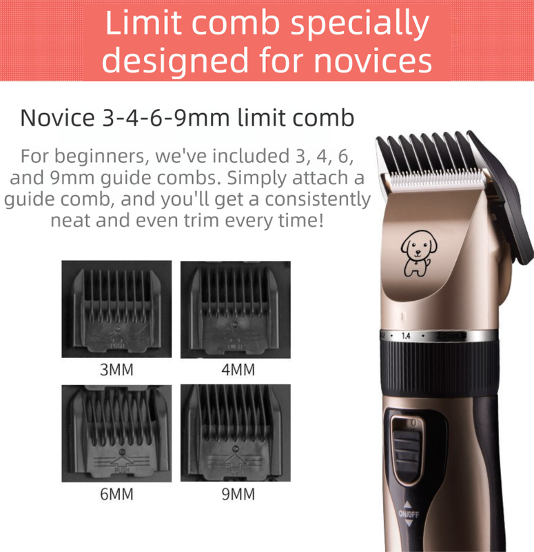 Black K5 Lightweight Pet Precision Grooming Clipper - USB Rechargable, Low Noise Dog & Cat Hair Trimmer with 5-Level Adjustable Titanium Ceramic Blade & 4*Guide Combs - Image 5