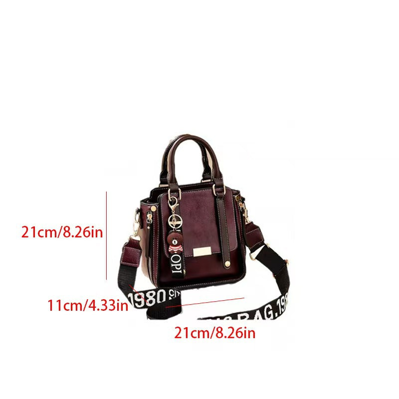 Caramel Trendy Vertical Square PU Leather Moto Crossbody Bag & Tote with 5-Pocket Organized Compartments & Adjustable Strap - Image 6