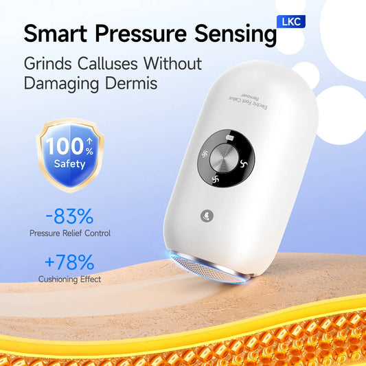 White A1 Compact Electric Foot Dead Skin and Callus Remover - IPX6 Pedicure Tool with 3-Speed Mode & Dual 360°Rotating Stainless Steel Heads - Image 4