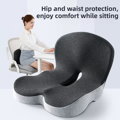 Black-Grey Ergonomic Memory Foam Seat Cushion & Lumbar Support(44x42x32CM) - Relieves Sciatica & Corrects Posture with Breathable Cover - Image 4