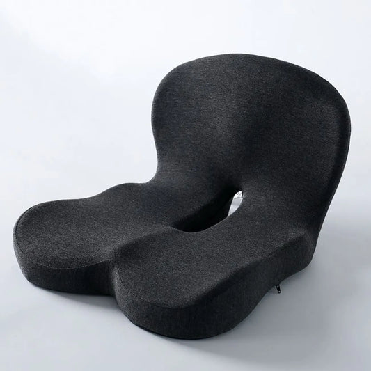 Black Ergonomic Memory Foam Seat Cushion & Lumbar Support(44x42x32CM) - Relieves Sciatica & Corrects Posture with Breathable Cover