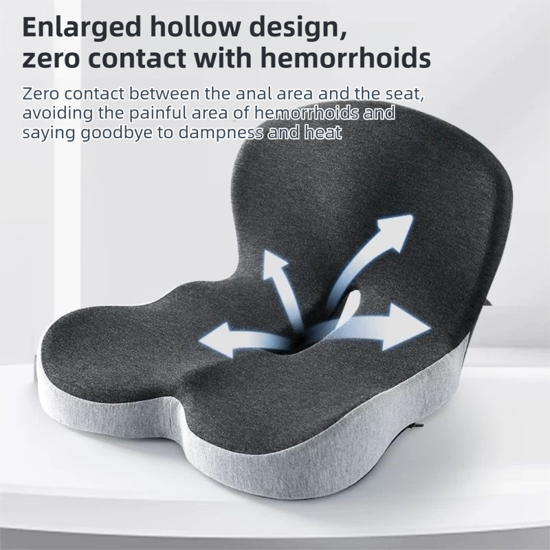 Black Ergonomic Memory Foam Seat Cushion & Lumbar Support(44x42x32CM) - Relieves Sciatica & Corrects Posture with Breathable Cover - Image 5