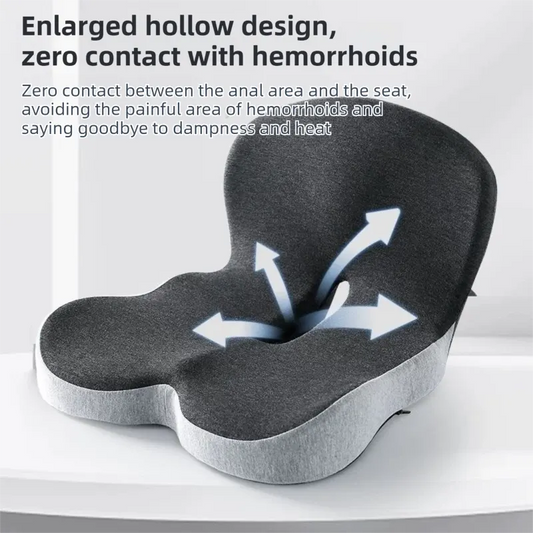 Grey Ergonomic Memory Foam Seat Cushion & Lumbar Support(44x42x32CM) - Relieves Sciatica & Corrects Posture with Breathable Cover - Image 5