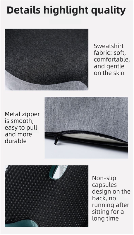 Grey Ergonomic Memory Foam Seat Cushion & Lumbar Support(44x42x32CM) - Relieves Sciatica & Corrects Posture with Breathable Cover - Image 6
