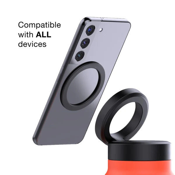 Dark Blue 24oz Stainless Steel Insulated Water Bottle With 90° Adjustable Vertical/Horizontal Magnetic Phone Holder - Ringo Style Magnetic Lid Sport Flask - Image 4