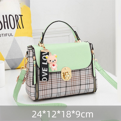 Green Large Capacity PU Leather Women's Handbag & Shoulder Bag - Elegant Multi-Pocket Commuter Satchel for 12" Tablets, Umbrellas & Long Wallets