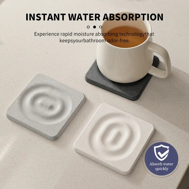 6-Pack Dark Grey Instant Dry Diatomite Round Coaster Tray(10x10CM) - Ultra-Absorbent Bathroom Sink Caddy & Cup Mat - Image 3