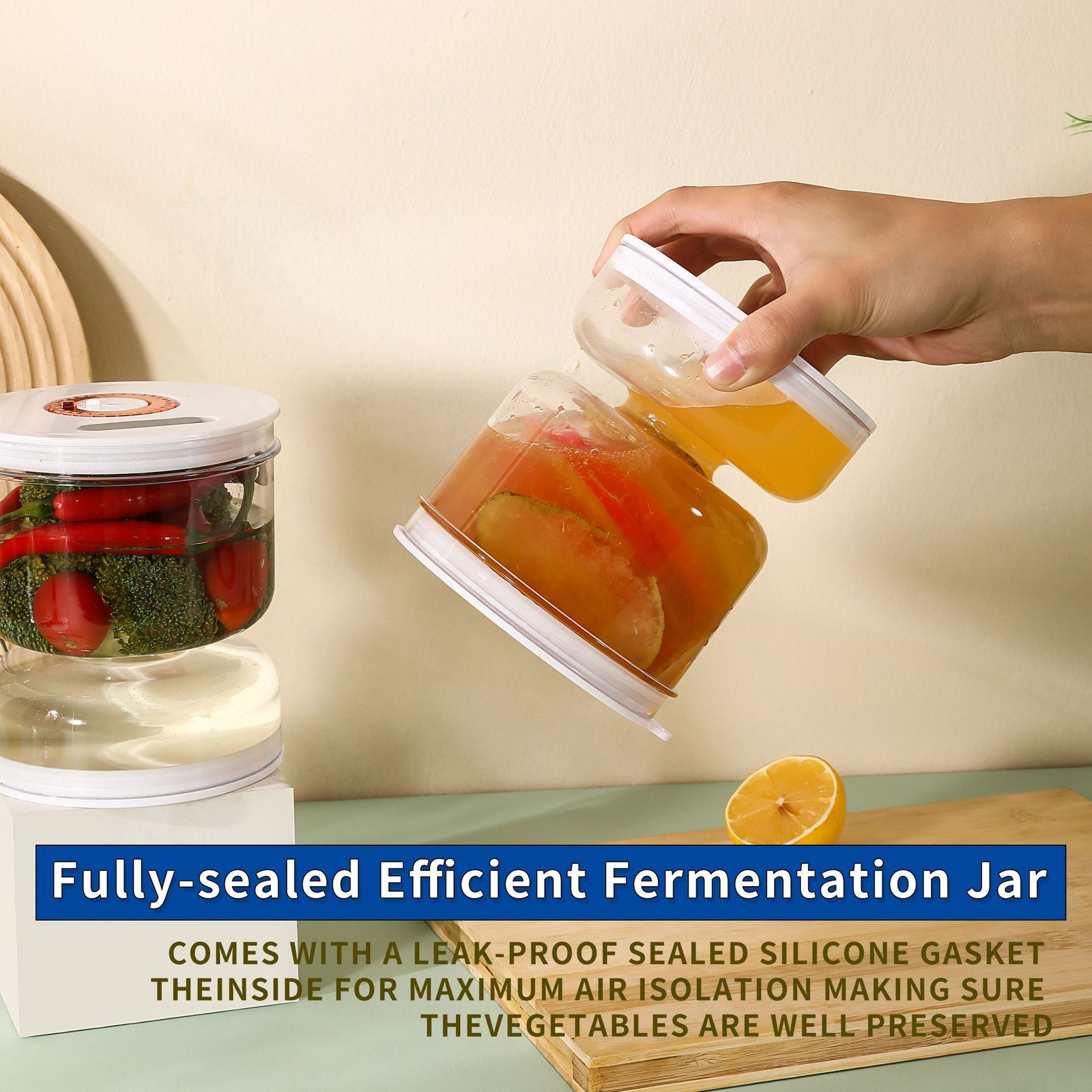 Food-Grade Pickle Hourglass Jar with Strainer Flip - 200ml Compact Kitchen Wet and Dry Separation Container for Olives, Jalapeños & Pickles - Image 2
