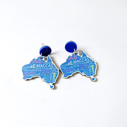 Wooden Australia Map Silhouette Earrings - Lightweight Geometric Ear Drops, Cultural Decor Gift(Style 1) - Image 2