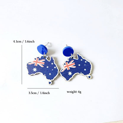 Wooden Australia Map Silhouette Earrings - Lightweight Geometric Ear Drops, Cultural Decor Gift(Style 2) - Image 3