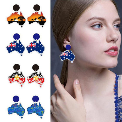 Wooden Australia Map Silhouette Earrings - Lightweight Geometric Ear Drops, Cultural Decor Gift(Style 3) - Image 2