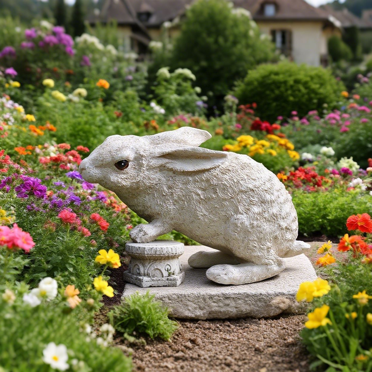 Weather-Resistant Resin Rabbit Garden Statue - Lifelike Animal Decorative Ornament for Gardens & Backyard Landscaping - Image 2