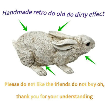 Weather-Resistant Resin Rabbit Garden Statue - Lifelike Animal Decorative Ornament for Gardens & Backyard Landscaping - Image 3