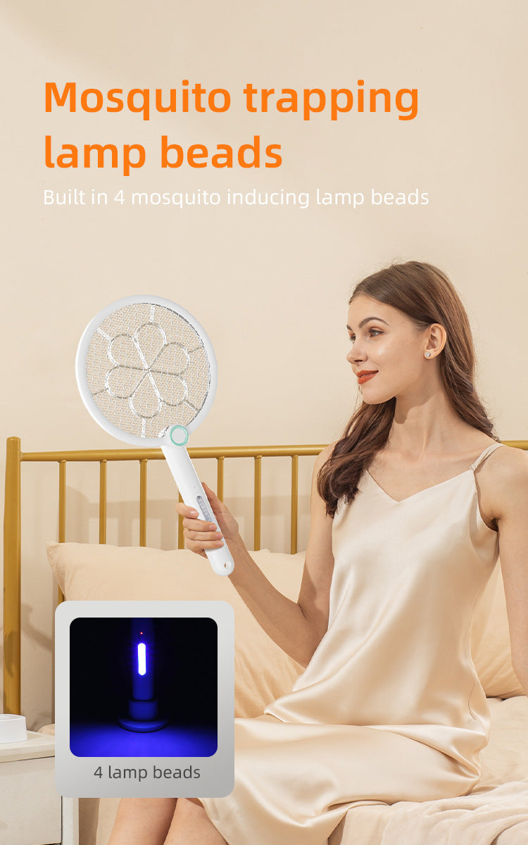 2-in-1 Foldable Electric Mosquito Swatter & UV Light Killer Lamp with 180° Rotating Head and Base - Wall-Mounted & Self-Standing Non-Toxic Pest Control - Image 4