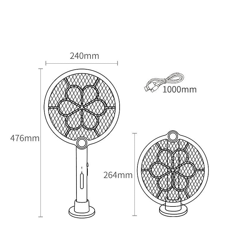 2-in-1 Foldable Electric Mosquito Swatter & UV Light Killer Lamp with 180° Rotating Head and Base - Wall-Mounted & Self-Standing Non-Toxic Pest Control - Image 6