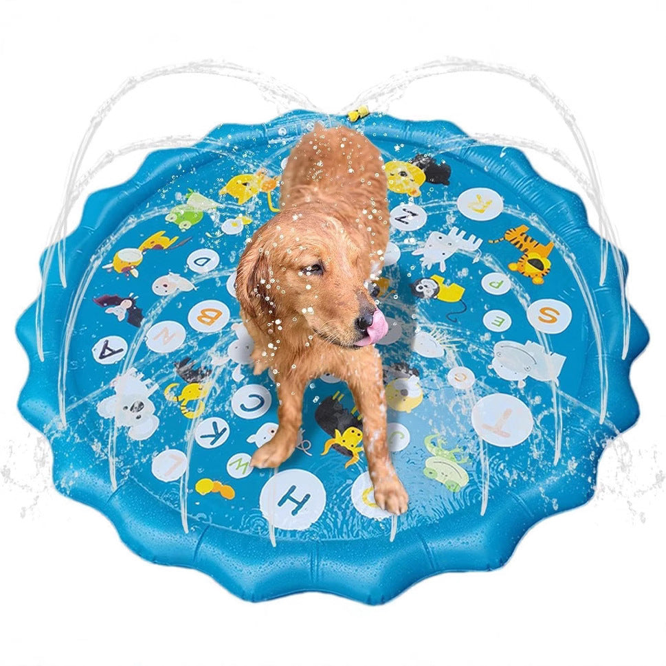 Portable Outdoor 1M Splash Pad for Pets & Kids(Alphabet Style) - Summer Cooling Fountain for Backyard & Garden