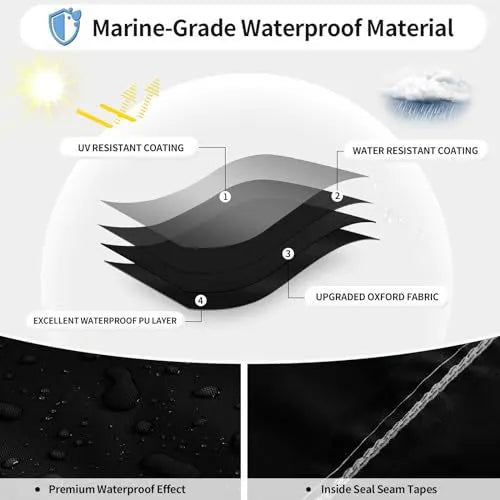 Black Heavy-Duty V-Hull Shield for 16 to 18 FT Yachts - All-Weather Water / Dust / UV Resistant 190T Silver Coated  Marine Protector - Image 3